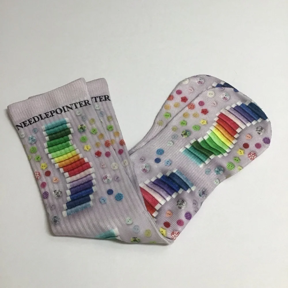 Needle-pointer MEDIUM Crew Socks Seamstress Fun Print Women’s Novelty Purple